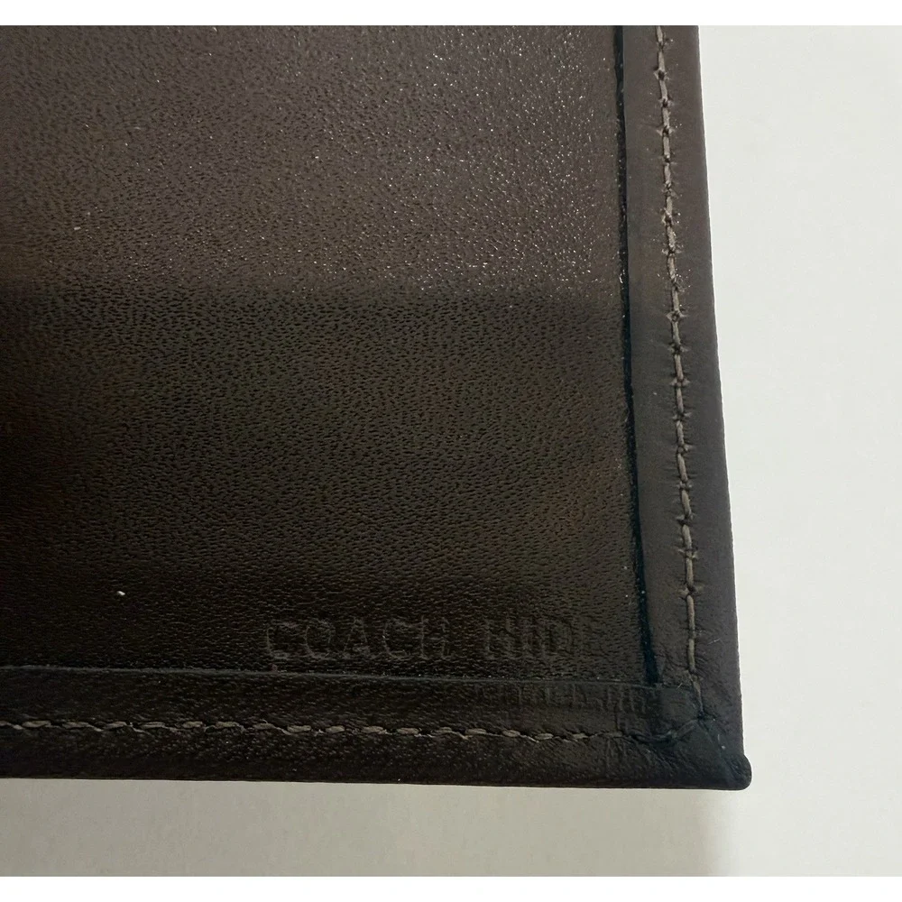 Vintage Coach Dark Brown Leather Bifold Money Clip wallet